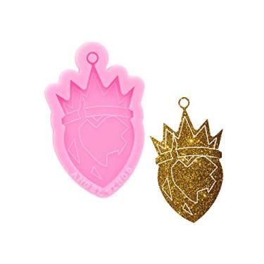 Imagem de Molde estilo coroa de coração super brilhante para resina fundição amor resina epóxi artesanato moldes de silicone argila polímero chaveiro pingente ferramenta de molde faça você mesmo moldes de silicone