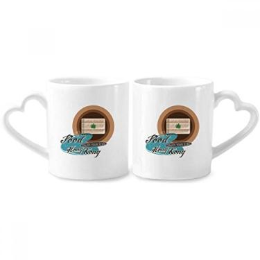 Imagem de Hong Kong Conjunto de canecas de porcelana para casal de sushi com camarão China conjunto de canecas de cerâmica para amantes de coração
