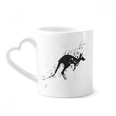 Imagem de Caneca com ilustração de contorno de canguru coala da Austrália Caneca de café cerâmica copo de coração de vidro