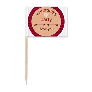 Imagem de Marcadores de palito de dente de coração com flechas I Love You para decoração de festa