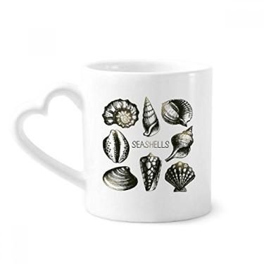 Imagem de Caneca de cerâmica Marine Life Black Scallop Ilustração Caneca Café Copo de Coração de Vidro