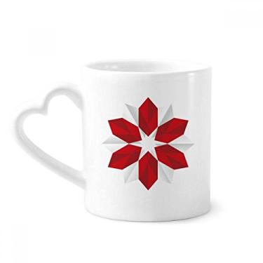 Imagem de Caneca abstrata com estampa de origami de flores de Natal café cerâmica copo de coração de vidro