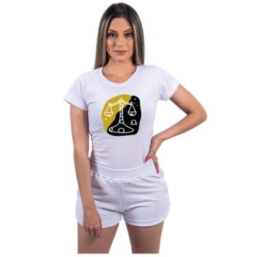 Imagem de Camiseta T-Shirt Feminino Signos Símbolos Zodíaco Baby Look Branca - M