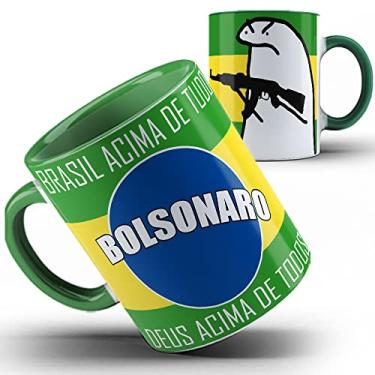 Imagem de Caneca amarela Flork Bolsonaro Brasil acima de tudo (Verde)