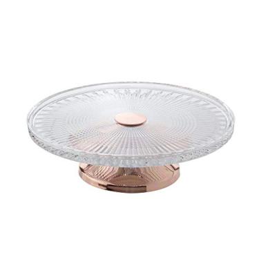 Imagem de PRATO P/BOLO CRISTAL C/PÉ AÇO QUEEN ROSE 32cm