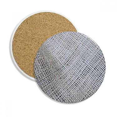 Imagem de Caneca de porta-copos abstrata cinza linho com proteção de mesa, pedra absorvente