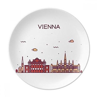 Imagem de Prato plano Vienna Áustria com padrão de marco decorativo de porcelana Salver louças de jantar