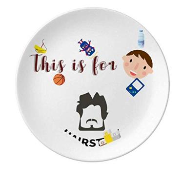 Imagem de Prato de porcelana de cabelo quadrado para jantar redondo Prato menino homem