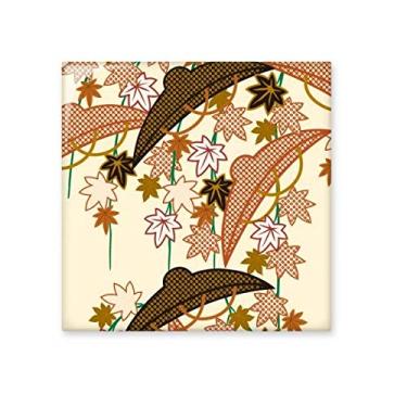 Imagem de Pintura da cultura japonesa marrom azulejo de cerâmica brilhante decalque de pedra adornada tijolo vitrificado