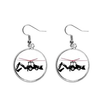 Imagem de Helicóptero Empilhadeira Escavadeira Orelha Pendente Prata Brinco Joia Feminina