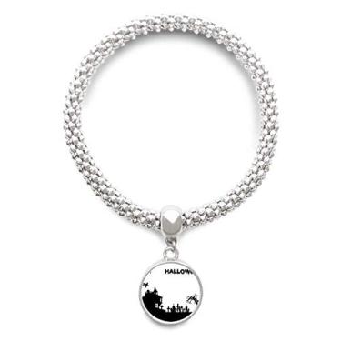 Imagem de DIYthinker Trees Happy Ghost Fear Halloween prata pulseira pingente joia corrente ajustável