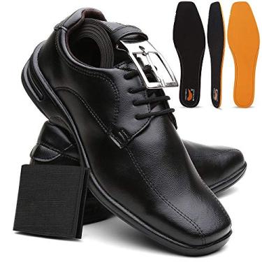 Imagem de Sapato Masculino Confort Ultra Leve E Macio + Cinto e Carteira - Preto/44
