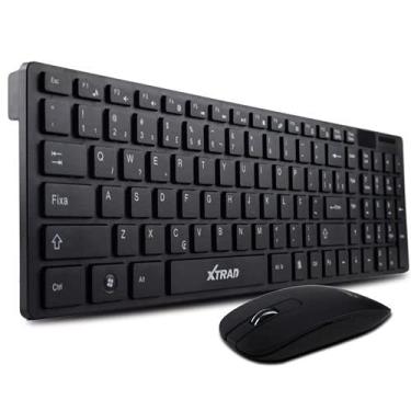 Imagem de Kit Teclado E Mouse Ultra Fino Xtrad Hk8200 Preto Wireless