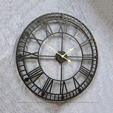 Imagem de Grande relógio de parede decorativo, 24"redondo Centurion Roman Numeral Hands Rústico e...