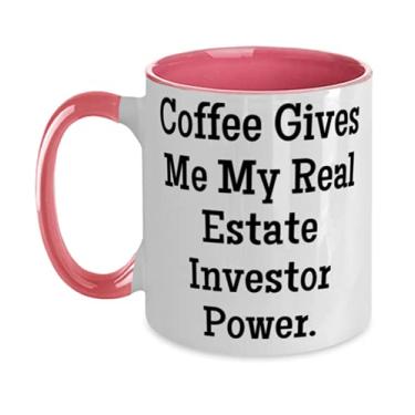 Imagem de Caneca Nice Real Estate Investor Two Tone 325 ml, Coffee Give Me My Real Estate Investor Power, reutilizável para colegas, formatura