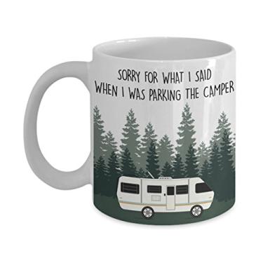 Imagem de Caneca Sorry For What I Said When I Was Parking the Camper - Caneca de café de cacau quente divertido - ideia de de Natal