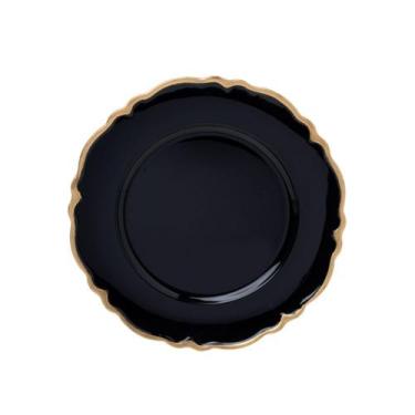 Imagem de Sousplat San Carlo 33cm Plástico Preto E Dourado Bon Gourmet