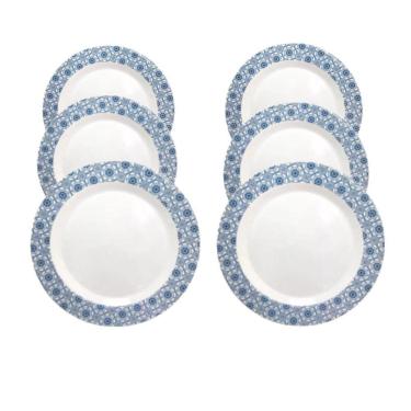 Imagem de Jogo Jantar 6 Pçs Prato Fundo Decorado Melamina 25Cm 2009Cor