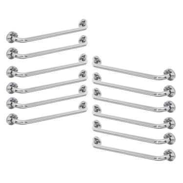 Imagem de Alça de Apoio Barra Inox 50cm Kit 12 Unidades Idoso Gestante Cadeirante Deficiente Banheiro Corrimao Acessibilidade Suporte