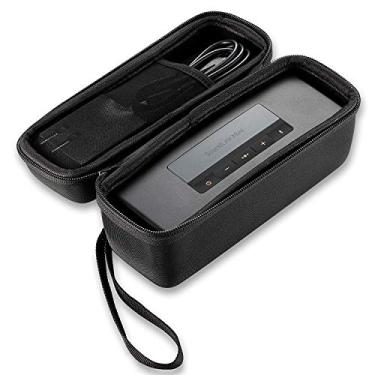 Imagem de caseling Capa rígida compatível com alto-falante portátil sem fio Bose Soundlink Mini II (1 e 2 geração) e acessórios para carregador/cabo – Compatível com a capa macia de silicone Bose – Bolsa de viagem para transporte de armazenamento.