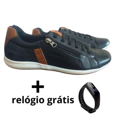 Imagem de Sapatênis Masculino Laroche Couro Ziper Cadarço De Elástico