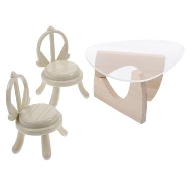 Imagem de ERINGOGO 1 Conjunto modelo de cadeira de mesa cadeira de acrílico para casa de bonecas mini conjunto de mesa de jantar mobília modelos mesa em miniatura casa de boneca móveis em miniatura