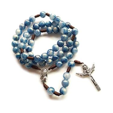 Imagem de Misright Colar de rosário católico pingente de corrente de contas para igreja contas de oração cristã pingente colares longos joias religiosas, one size, Acrílico, Sem Pedra Preciosa