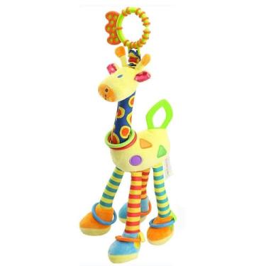 Imagem de Macaco feliz bebê brinquedo de pelúcia girafa torno pendurado cor de pelúcia pingente de carro brinquedo do bebê velho girafa amarela 37cm