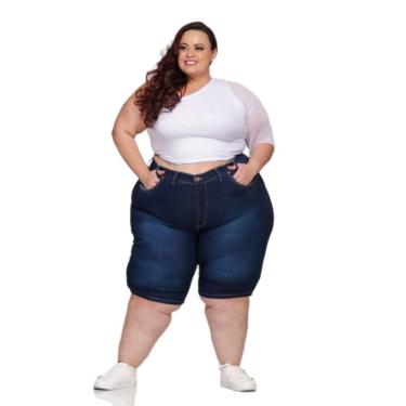 Imagem de Bermuda Feminina Jeans Pedal Plus Size Com Elastano 58 Ao 66
