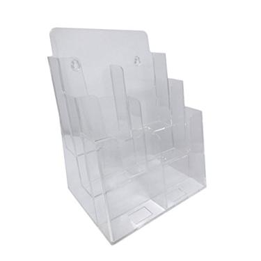 Imagem de Dazzling Displays Porta-folhetos de acrílico transparente de 3 níveis para literatura de 21 cm ou 10 cm