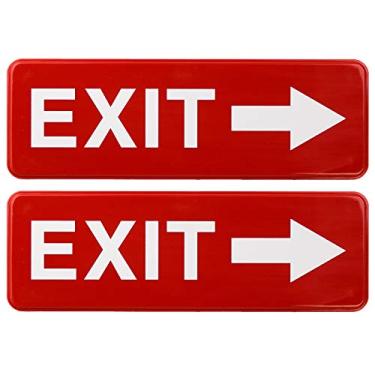 Imagem de Excello Global Products Placa de saída de plástico informativo de seta para a direita de 23 x 7,6 cm fácil de montar com símbolos, vermelho, pacote com 2