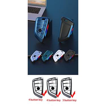 Imagem de CSHU Porta-chaves do carro capa porta-chaves Porta-chaves com anel, adequado para BMW X1 X3 X4 X5 F15 X6 F16 G30 Série 7 G11 F48 F39 520 525 f30 118i 218i 320i, prateado 3