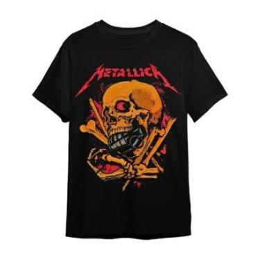 Imagem de Camiseta Plus Size Metallica Caveira Preta Banda De Rock Metalica-Unissex