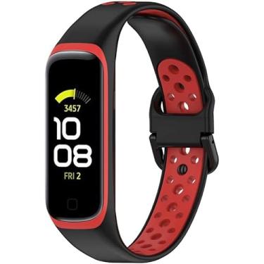 Imagem de Pulseiras Esportivas NSmart compativeis com Galaxy Fit2 SM-R220 (R220, Preta com Vermelho)
