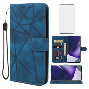 Imagem de Wanyuexes Capa carteira para Galaxy S22 Ultra/Samsung S22 Ultra 5G SM-S908U com protetor de tela de vidro temperado, capa flip de couro com suporte para cartão de crédito para Samsung Galaxy S22 Ultra
