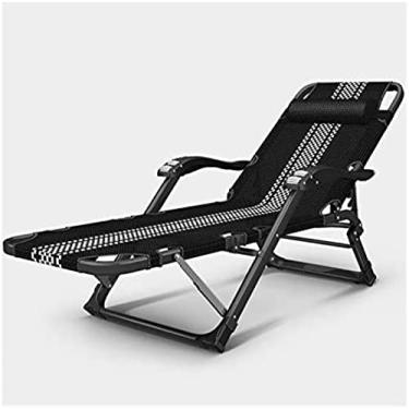 Imagem de Espreguiçadeira de metal, espreguiçadeira dobrável, cadeira de jardim reclinável 200 Kg máx. Carga estática, resistente à ferrugem, tecido sintético respirável, encosto com ajuste de 5 posiç