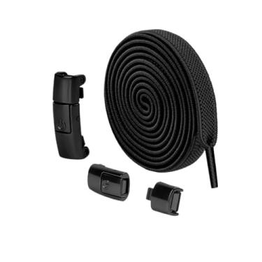Imagem de Cadarços De Bloqueio De Imprensa Coloridos Sem Laços Elásticos Tênis Alargados Apartamentos Sem Gravata Cadarços Crianças Cadarços Sapatos(Black)