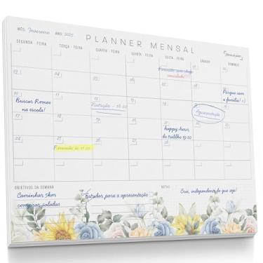 Imagem de Planner Agenda Mensal Floral - 50 folhas - tamanho A4
