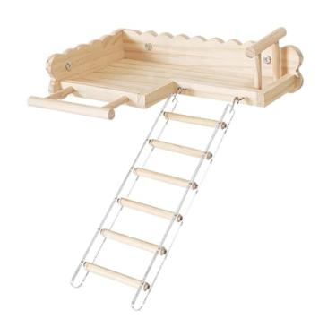 Imagem de Baoblaze Plataforma de poleiros para com escada, suporte de madeira para gaiola de pássaros, playground para cobaias, periquitos, periquitos