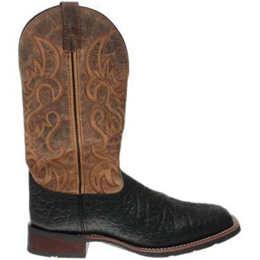 Imagem de Laredo Bota masculina Montana bordada bico quadrado sem cadarço cano médio - marrom, Preto, marrom., 39