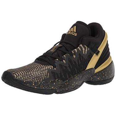 Imagem de adidas Sapato de quadra unissex adulto D.o.n. edição 2, Preto/dourado metálico/branco, 14 Women/14 Men