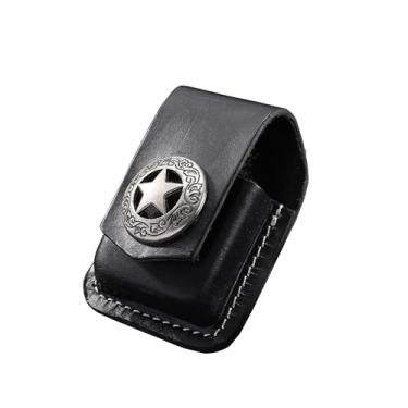 Imagem de Fliptop Estojo de couro para isqueiro, estojo de cinto de isqueiro à prova de vento de querosene, suporte de isqueiro de couro de vaca feito à mão com laço de cinto, serve para isqueiros padrão à