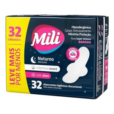 Imagem de Mili Absorvente Externo com Abas Cobertura Suave, Noturno, Fluxo Super Intenso, 32 Unidades