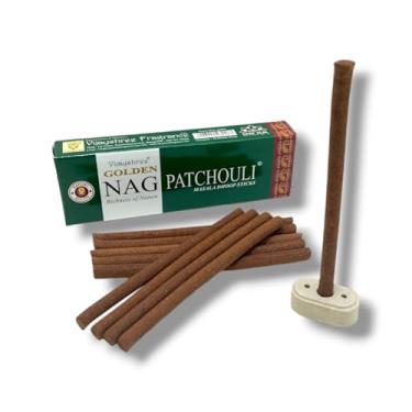 Imagem de Incenso Golden Nag Patchouli Dhoop Tibetano sem vareta - 10 sticks + incensário