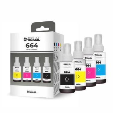 Imagem de Kit refil de Tinta T664 CMYK Compatível Para epson Ecotank L210 - Bulk