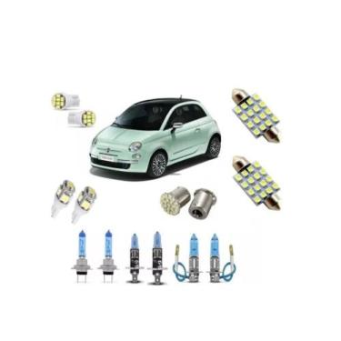 Imagem de Kit Lampadas Fiat 500 Super Branca + Led Tipo Xenon - Blue Lion, 12v, 