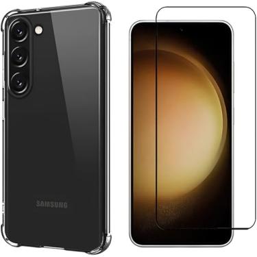Imagem de Kit Capa Capinha Anti-Impacto + Película 3D Vidro Temperado Para Samsung Galaxy S23 (6.1 Pol) | Proteção Total | Transparente | Case Air Anti Impacto + Película De Vidro Temperado 3d Resistente