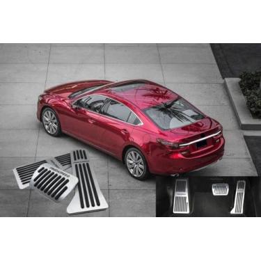 Imagem de GZBFTDH Almofada de pedal para acelerador do pé esquerdo do carro, para Mazda CX5 CX3 Mazda 3 6 CX9 Acessórios Auto Antiderrapante Freio Gas Pads Alumínio Apoio para os Pés Capa Auto Peças