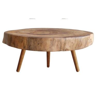 Imagem de Mesa Rustica Tronco 60cm Centro Pe Palito 30cm Pinus Bolacha De Madeir