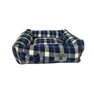 Imagem de Cama Cães e Gatos Xadrez Tamanho P - Valley Pet, Azul